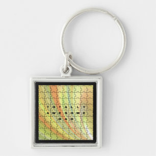 Totally Awesome Dad Puzzle Yellow/Brown Key Ring