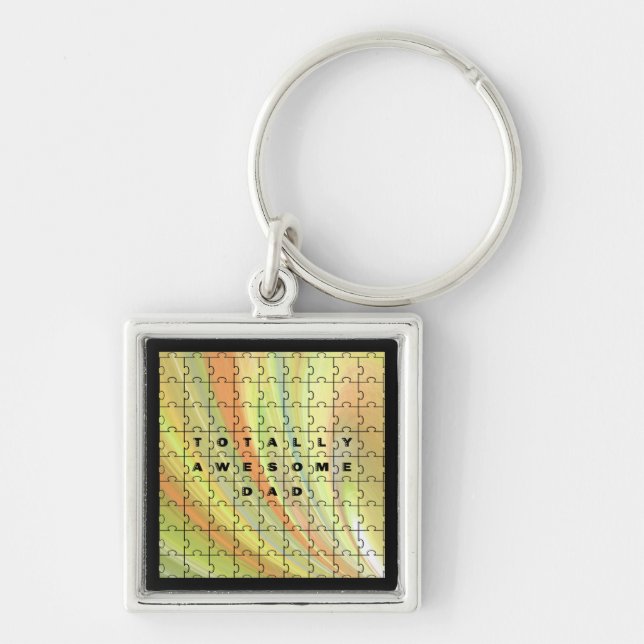 Totally Awesome Dad Puzzle Yellow/Brown Key Ring (Front)