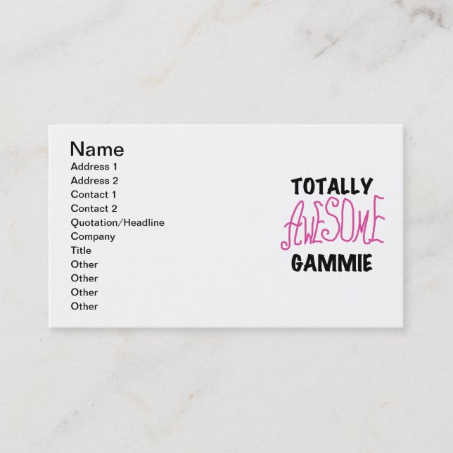 Totally Awesome Gammie Pink T-shirts and Gifts Business Card (Front)