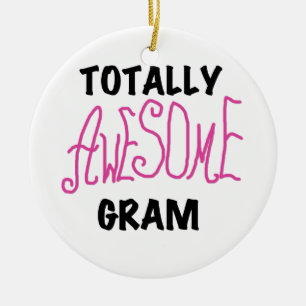 Totally Awesome Gram Pink Tshirts and Gifts Ceramic Tree Decoration