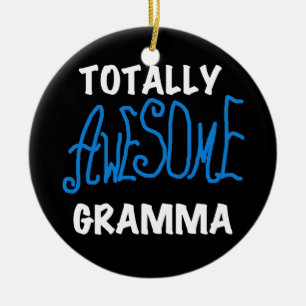 Totally Awesome Gramma Blue T-shirts and Gifts Ceramic Tree Decoration