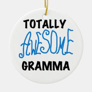 Totally Awesome Gramma Blue Tshirts Gifts Ceramic Tree Decoration