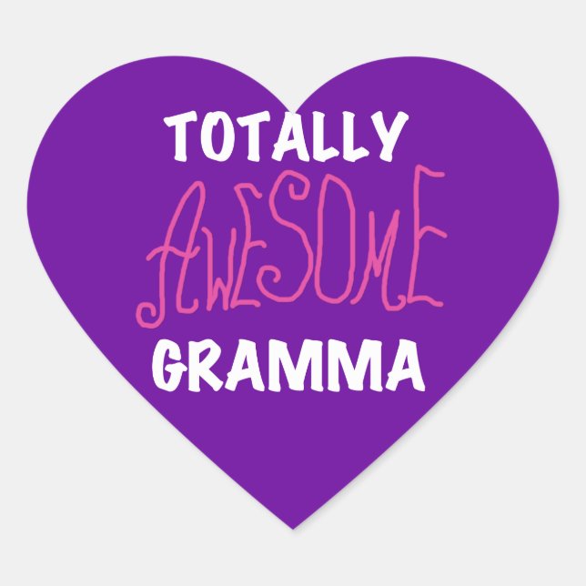 Totally Awesome Gramma Pink T-shirts Gifts Heart Sticker (Front)