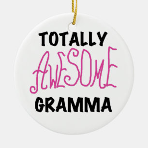 Totally Awesome Gramma Pink Tshirts Gifts Ceramic Tree Decoration