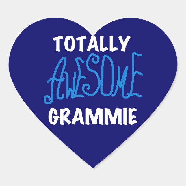 Totally Awesome Grammie Blue Tshirts Gifts Heart Sticker (Front)