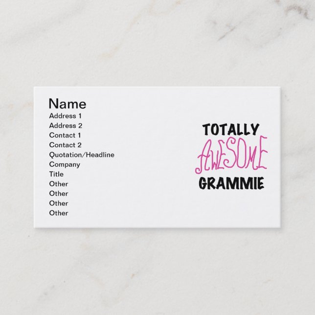 Totally Awesome Grammie Pink T-shirts Gifts Business Card (Front)