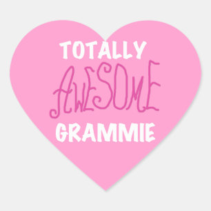 Totally Awesome Grammie Pink T-shirts Gifts Heart Sticker