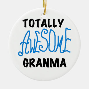 Totally Awesome Granma Blue Tshirts Gifts Ceramic Tree Decoration