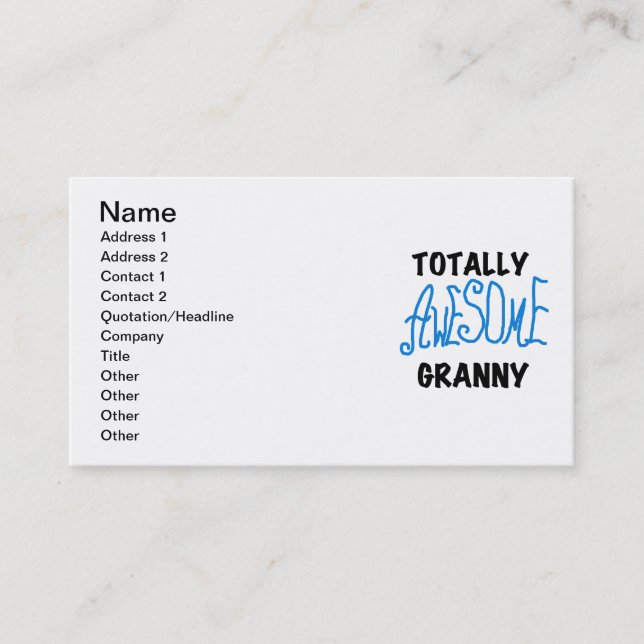 Totally Awesome Granny Blue Tshirts and Gifts Business Card (Front)