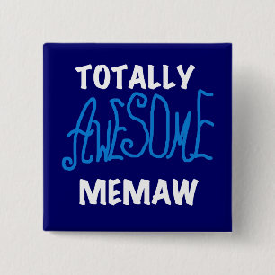 Totally Awesome Memaw Blue T-shirts 15 Cm Square Badge