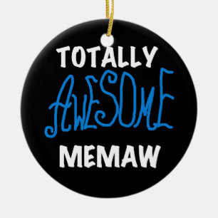 Totally Awesome Memaw Blue T shirts and Gifts Ceramic Tree Decoration