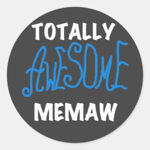 Totally Awesome Memaw Blue T shirts and Gifts Classic Round Sticker