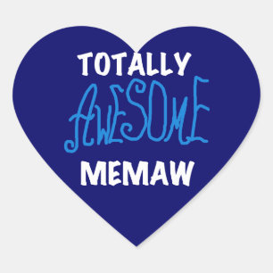Totally Awesome Memaw Blue T shirts and Gifts Heart Sticker