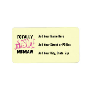 Totally Awesome Memaw Pink T-shirts and Gifts Label