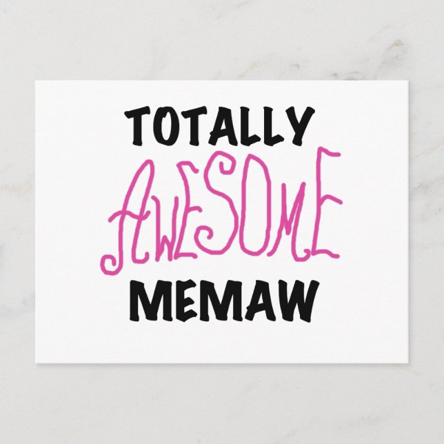 Totally Awesome Memaw Pink T-shirts and Gifts Postcard (Front)