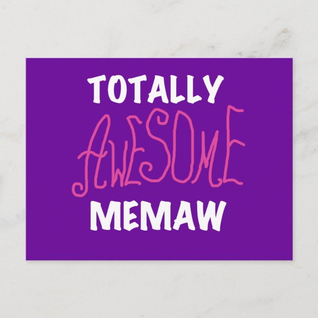 Totally Awesome Memaw Pink T-shirts and Gifts Postcard (Front)