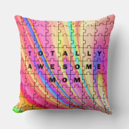 Totally Awesome Mum Pink Swirl Puzzle Design Cushion