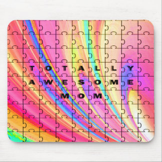 Totally Awesome Mum Pink Swirl Puzzle Design Mouse Mat