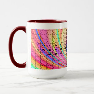 Totally Awesome Mum Pink Swirl Puzzle Design Mug