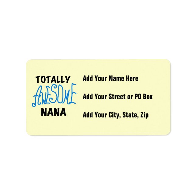 Totally Awesome Nana Blue T-shirts and Gifts Label (Front)
