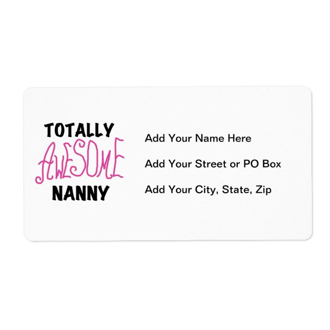 Totally Awesome Nanny Pink T-shirts and Gifts (Front)