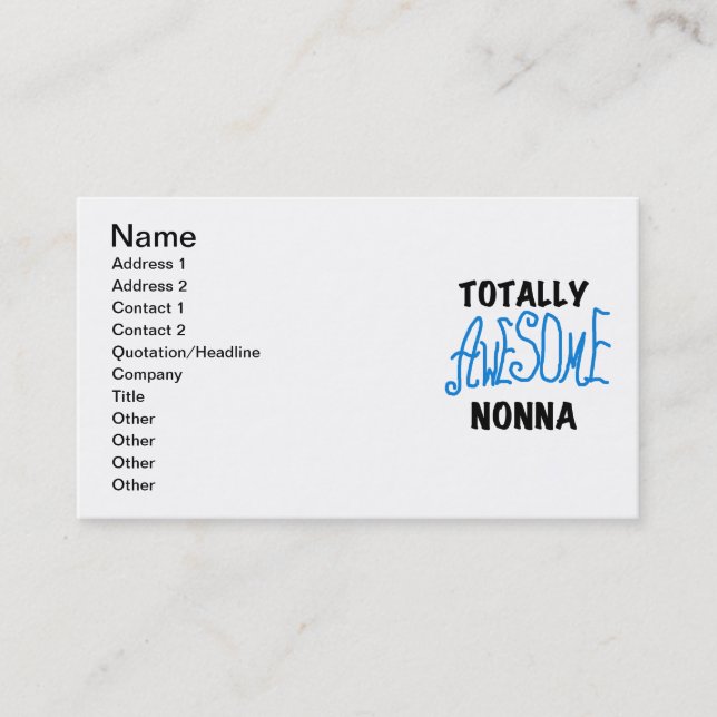 Totally Awesome Nonna Blue t-shirts and Gifts Business Card (Front)