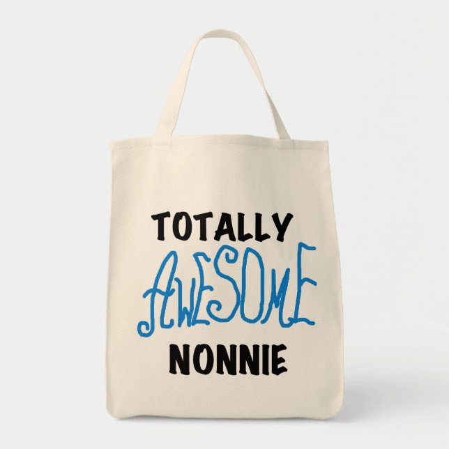 Totally Awesome Nonnie Blue Text Tshirts and Gifts Tote Bag (Front)