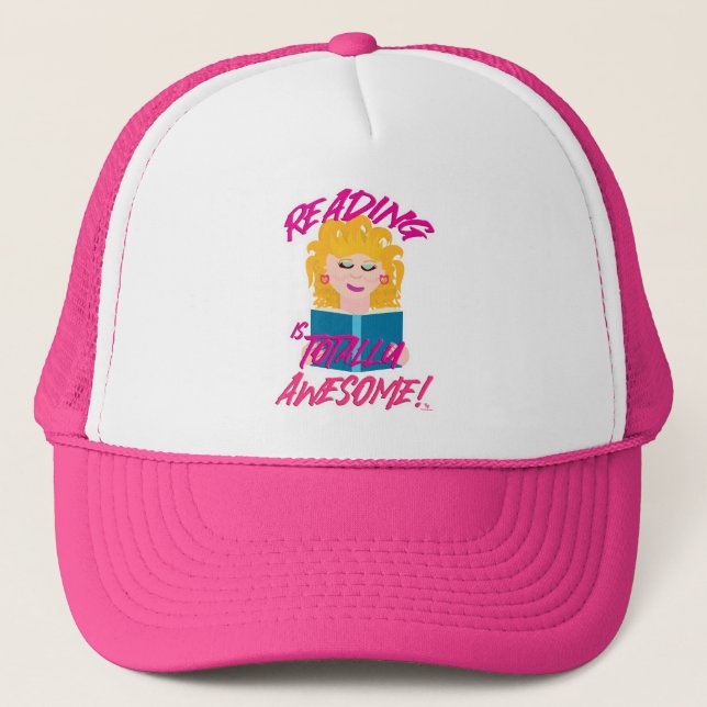  Totally Awesome Reading Book Love Cartoon Trucker Hat (Front)