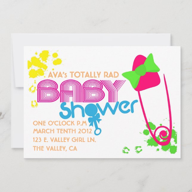TOTALLY BABY (80s) INVITATION-WHITE Invitation (Front)