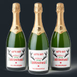 Totally Blitzened Funny Reindeer Christmas Cheer Sparkling Wine Label<br><div class="desc">Tottaly Blitzened - Funny Reindeer sparkling wine Labels.  The perfect gift for hard-working Santa after delivering all those gifts!  Getting totally elfing Blitzened with reindeer antlers and red nose is sure to bring a smile to the elves at your holiday party.</div>
