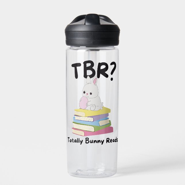 Totally Bunny Reads TBR – Cute Pastel Read Water Bottle (Front)