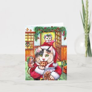 Totally Busted Cat Eating Holiday Joy Cookies Thank You Card