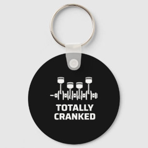 Totally cranked funny mechanic car engine humour key ring