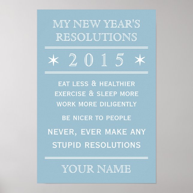 Totally customisable New Year's Resolution poster (Front)