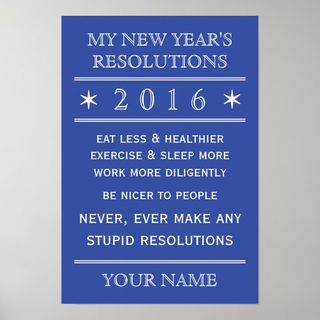 Totally customizable New Year's Resolution poster (Front)