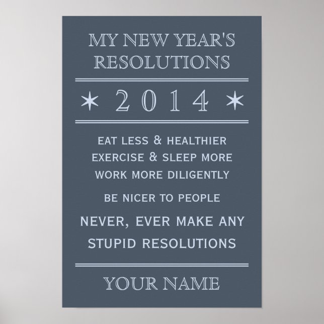 Totally customizable New Year's Resolution poster (Front)