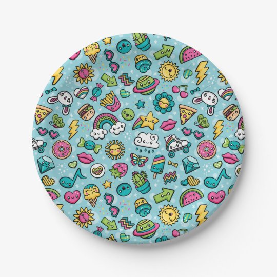 Totally Cute Doodles paper plates Zazzle.co.uk