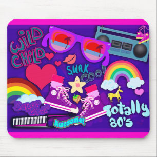 Totally Eighties Purple Collage Mouse Mat