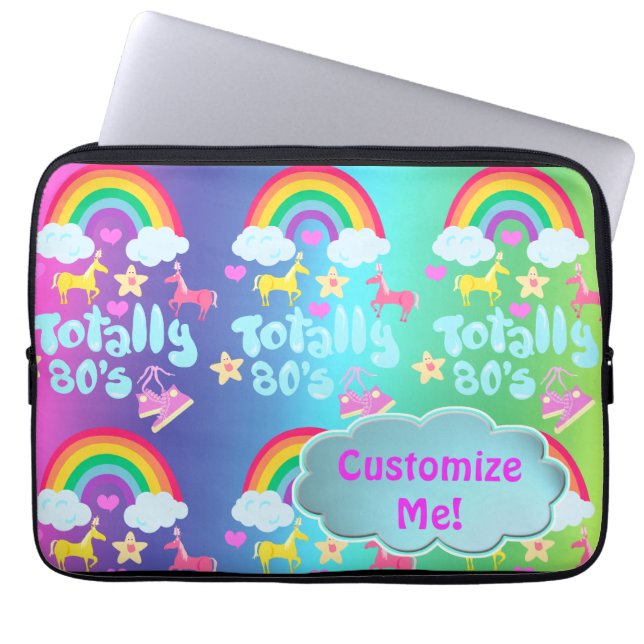 Totally Eighties Rainbow Motto Laptop Sleeve (Front)