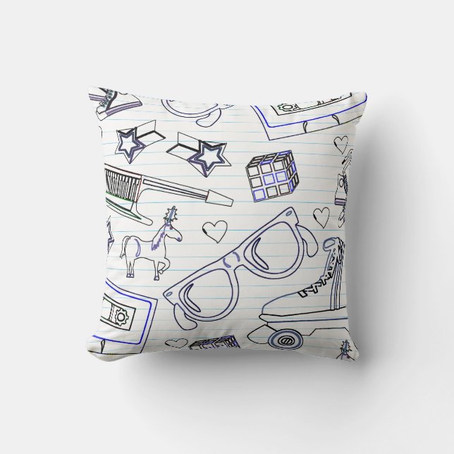 Totally Epic Eighties Doodle Cushion (Front)