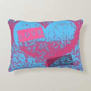 Totally Epic Retro Colours Love Heart Design Decorative Cushion