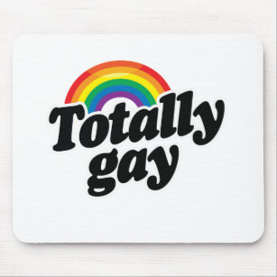 TOTALLY GAY RAINBOW - WHITE -.png Mouse Mat