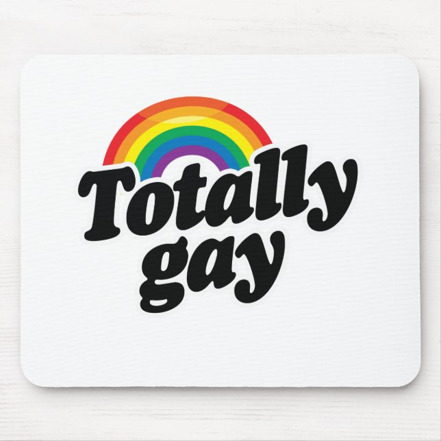 TOTALLY GAY RAINBOW - WHITE -.png Mouse Mat (Front)