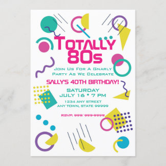 Totally Gnarly 80s Birthday Party Invitation