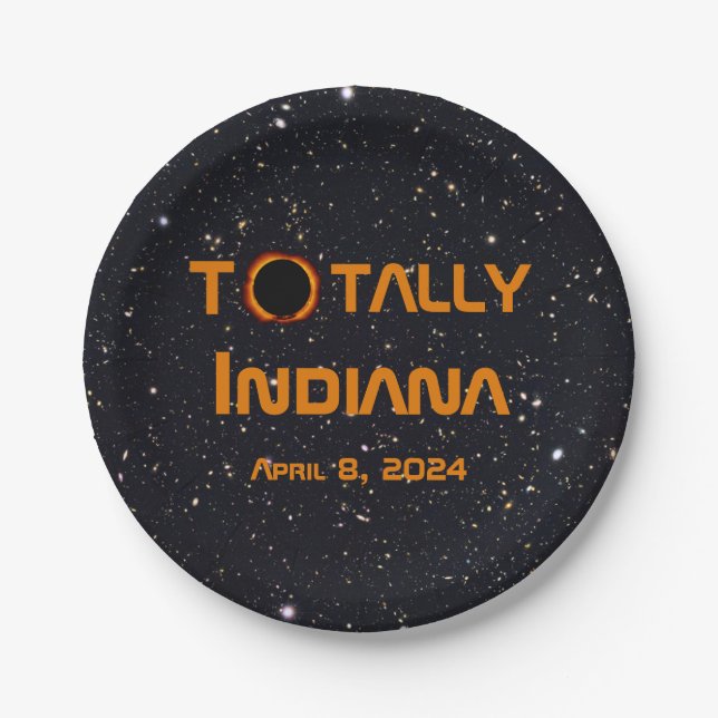 Totally Indiana 2024 Solar Eclipse Paper Plate (Front)