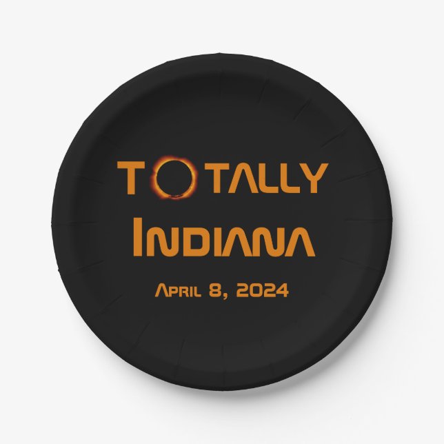 Totally Indiana 2024 Solar Eclipse Paper Plate (Front)