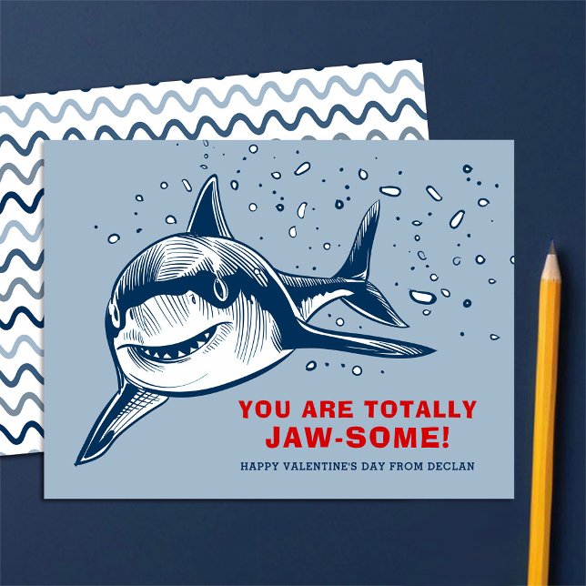 Totally Jaw-some Shark Kids Valentine's Day Card (Creator Uploaded)