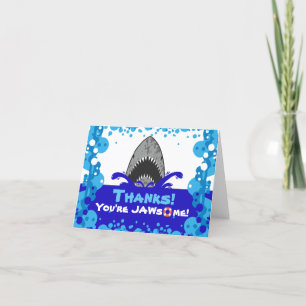Totally Jawsome Shark Themed Birthday Pool Party Thank You Card