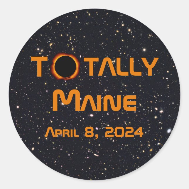 Totally Maine 2024 Solar Eclipse Classic Round Sticker (Front)