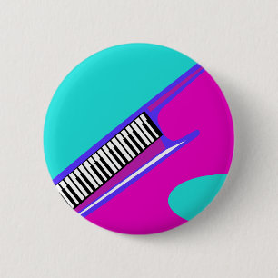 Totally Neon 80's Keytar 6 Cm Round Badge